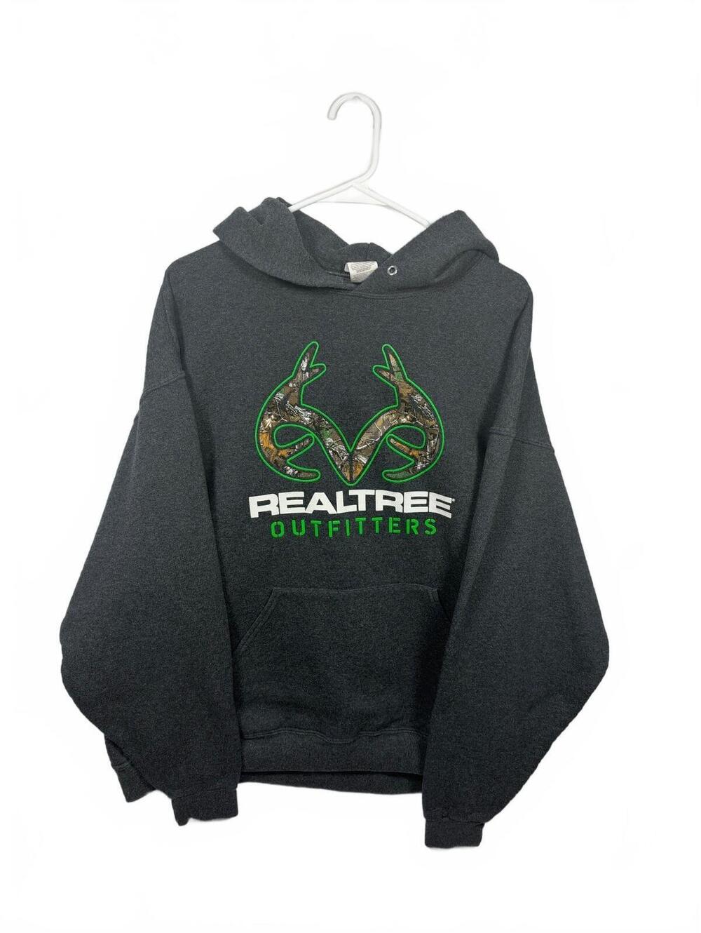 Realtree Outfitters Hoodie Mens XL Gray Camo Antler Logo Hunting Sweatshirt